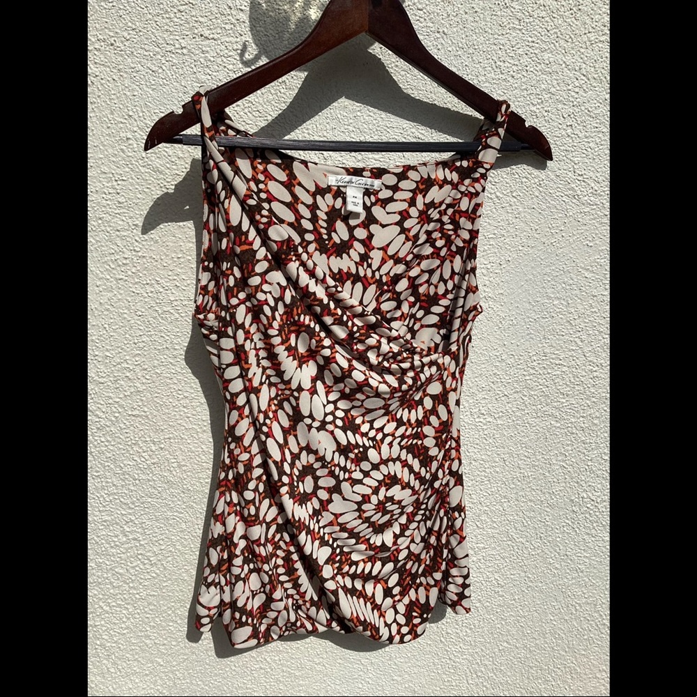Y2K Kenneth Cole NY Spiral Pattern Crossbody Ruched Tank Size Petite Medium